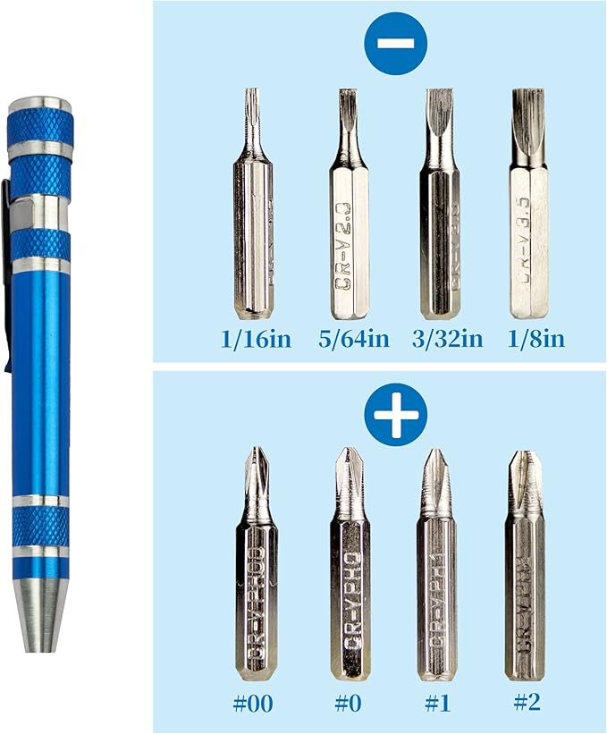 SWATOM 8 in 1 Mini Screwdriver Set Small Screwdrivers Pen Magnetic Repair Tools EDC Compact Gadgets Computer Eyeglasses Home Improvement (Green)