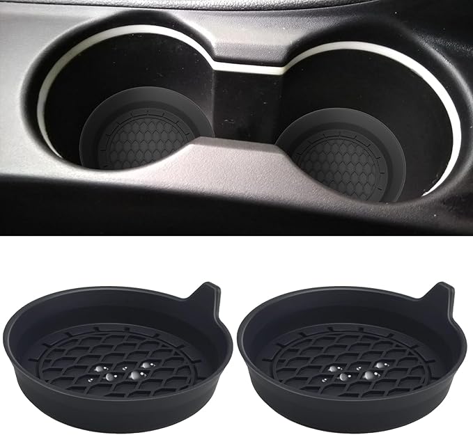 2 PCS Car Cup Coasters, Universal Cup Holder Coaster for Car, Car Accessories Interior for Women and Man, Bling CupHolders Insert for Women Non-Slip Silicone Car Cup Holder Coasters