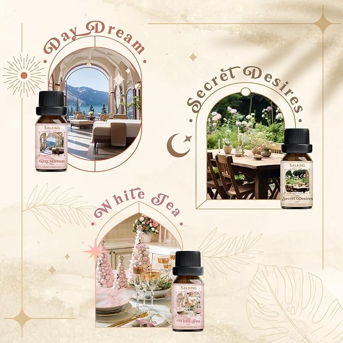 SALKING Hotel Diffuser Oils Gift Set, Hotel Scent Essential Oils for Diffuser, Luxury Fragrance Oil Set, Candle, Soap Making Scents, Santal, My Way, Day Dream, Secret Desires, White Tea