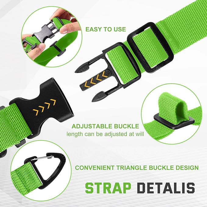 Wowangce 6 Pack 17 Inch Adjustable Extension Cord Holder Organizer with Triangle Clips for Garage Organization and Storage Heavy Duty Extension Cord Hanger for Men Workshop (Green)