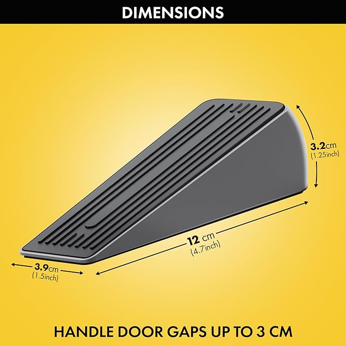 Premium Chrome Zinc Alloy Heavy Duty Door Stopper Wedge, 1.2" Door Clearance, Anti-Skid, Heavy Duty Door Stoppers for Bottom of Door with Superior Grip for All Floor Types, Weighted Door Stop, 2 Pack