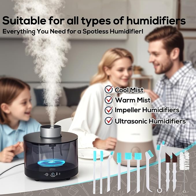 XANGNIER 11 Pcs Humidifier Cleaner Brush Set – Small Detail Cleaning Brushes for Crevices, Gaps, Corners, Keyboard, Bottle, Tiles, and Tight Spaces – Household & Travel Cleaning Tools