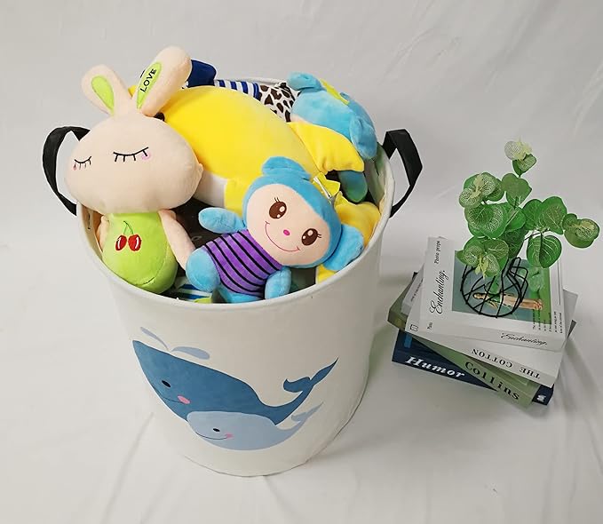 Kids Hamper Baby Laundry Basket Gift Toy Box Storage Nursery Bins Waterproof Organizer Large Canvas Collapsible Chest for Home/Dorm/Kitchen/Pet/Office/Closet/Shelf/Room Decor