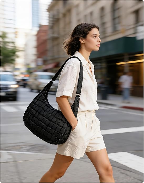 BAGSMART Quilted Crossbody Bag for Women, Lightweight Puffer Purse for Travel, Daily Use & Work | Water-resistant, Puffy Shoulder Bag, w/ Adjustable Strap, Light & Comfortable, Hands-free Bags, Travel Essentials