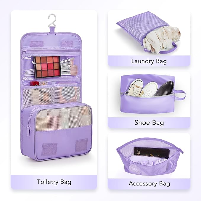 10 Set Compression Packing Cubes for Travel Essentials, Compressible Expandable Packing Cubes for Suitcase, OlarHike Luggage Organizer Bags for Travel, Handy Helper for Organizing Clothes (Light Purple)