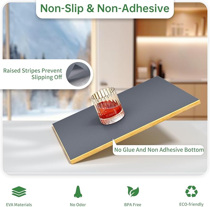 Shelf and Drawer Liner for Kitchen Cabinet, Non-Adhesive 12in x 360in Waterproof Durable Thickened EVA Material Easy-to-Cut Contact Paper Non Slip Mat for Refrigerator, Cupboard, Dresser