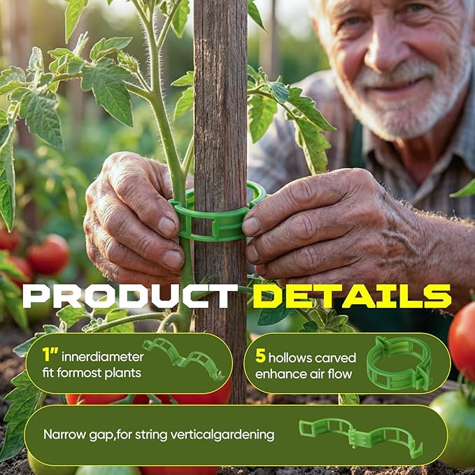 100pcs Secured Plant Clips,Plastic Trellis Garden Support Clips for Climbing, Outdoor Clips for Support Grape Tomato Vine Vegetables Plants,Reusable Clips to Grow Upright Makes Plants Healthier