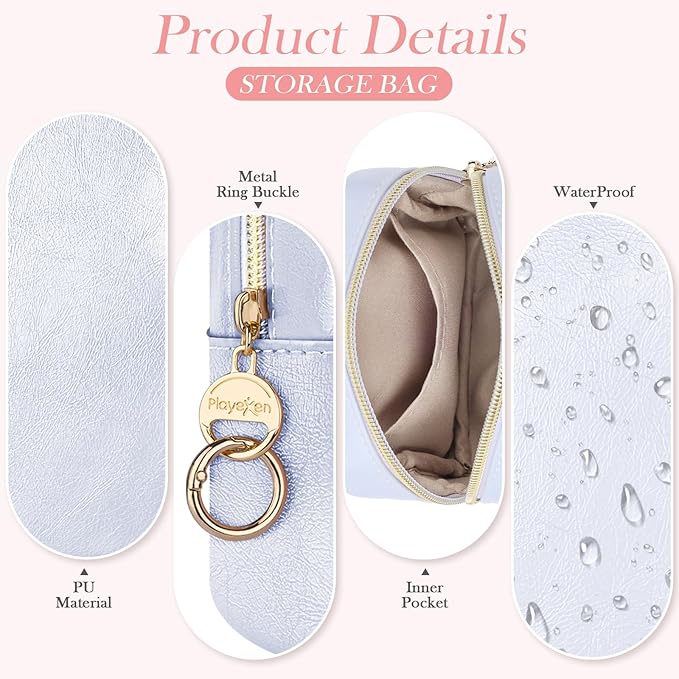 4.9" Small Makeup Bag for Purse, PU Leather Mini Cosmetic Bag, Portable Small Makeup Organizer Travel Toiletry Pouches for Women, Birthday/Wedding/Christmas Gifts (Auroral Pink)