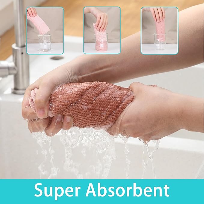 12-Pack 12"x12" Microfiber Cleaning Cloths Super Absorbent & Reusable for Kitchen, Di & Household Cleaning Fish Scale Texture