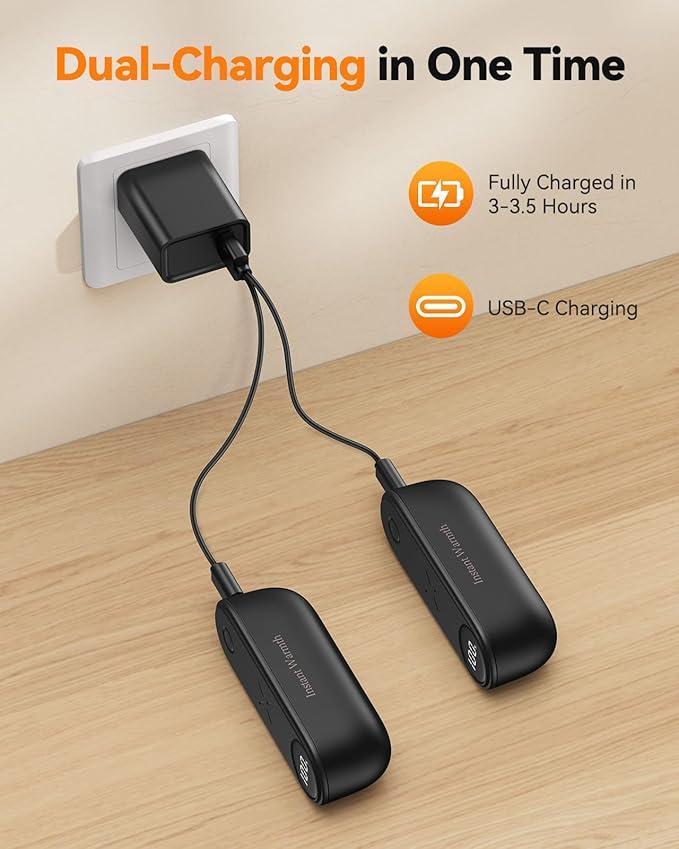 2 in 1 Hand Warmers Rechargeable, Magnetic Electric Hand Warmer 8000mAh USB-C, 3 Heat Levels up to 140°F, Quick Heating Portable Hand Warmers, Gifts