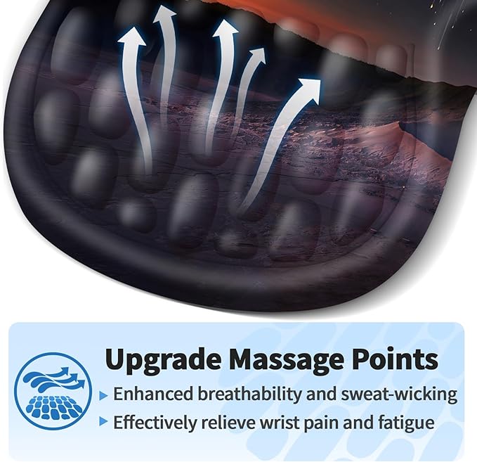 YIWEI Ergonomic Mouse Pad with Wrist Rest - Comfortable Office Mousepad with Memory Foam Wrist Support for Carpal Tunnel Relief, Mouse Pads with Non-Slip Base for Gaming and Home (Meteor)