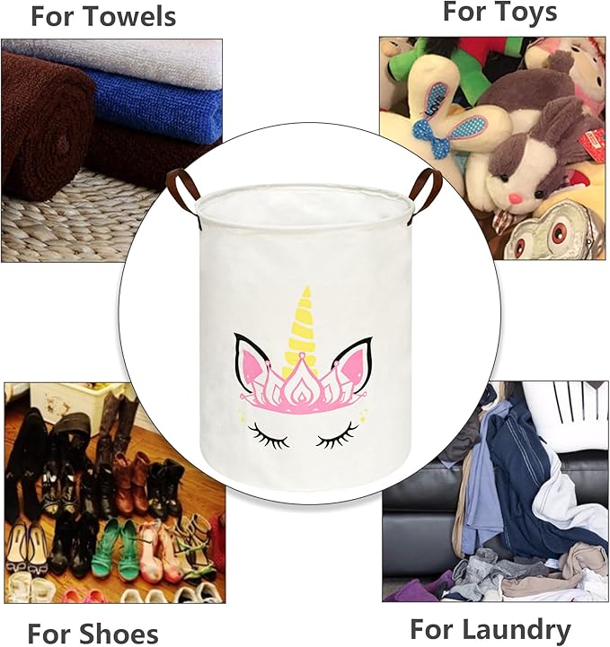 Baby Waterproof Storage Basket Kids Hamper Nursery Bins Organizer Gift Toy Box Laundry Basket for Women Large Canvas Collapsible Chest for Home/Dorm/Office/Room Decor