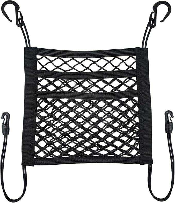 VEHIRIE 3-Layer Car Mesh Organizer Storage Between Front Seats Kid Dog Pet Net Barrier Car Net Pocket Elastic Tissue Purse Holder Netting for SUV, Van