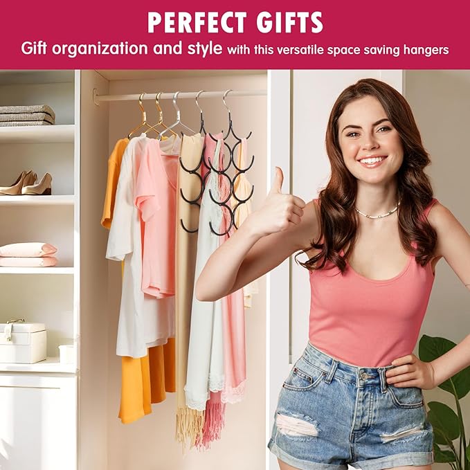 DOIOWN Tank Top Hanger, 4 Pack Space Saving Hangers, Bra Camisole Hanger, Small Closet Organizers and Storage for Dorm & Apartment, Holds Camisoles, Bras, Scarves, Ties, Belts