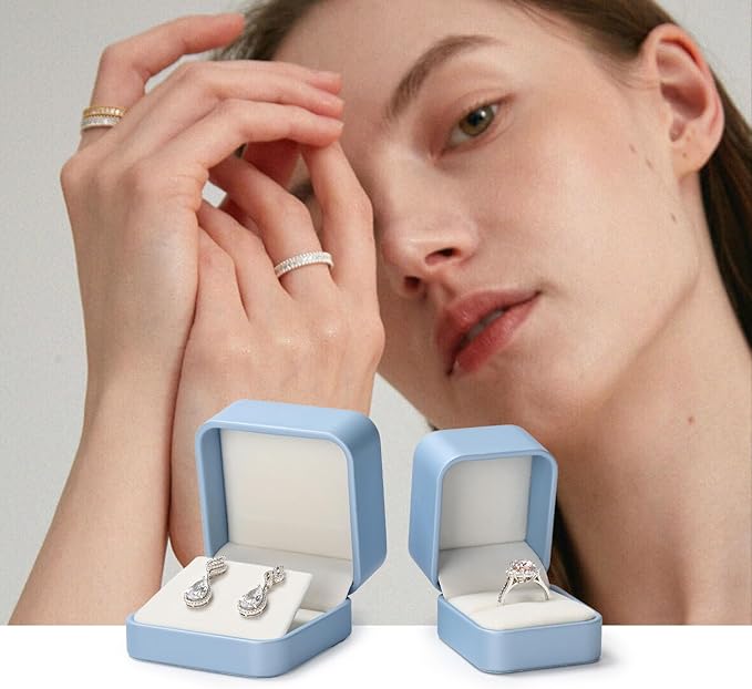 Oirlv Luxury Leather Bracelet Gift Box Bangle Box Jewelry Case Storage Case Organizer Holder(Sky Blue)