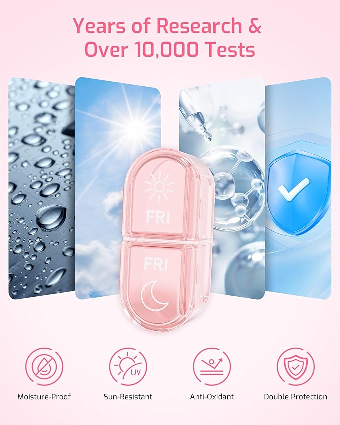 Daviky Weekly Pill Organizer 2 Times a Day, 7-Day AM PM Medicine Case, Travel-Friendly Pill Box for Fish Oils, Vitamins & Supplements