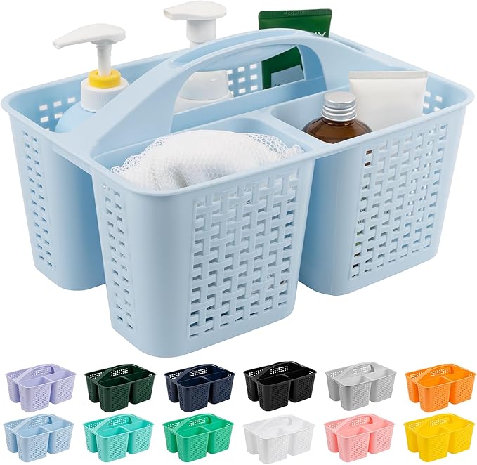 Tiawudi Portable Shower Caddy, Caddy Organizer with Handle, Plastic Shower Basket Hold Soap, Shampoo, Hair Supplies and Beauty Products, Cleaning Supplies Organizer for Home, Dorm, Shelf and Cabinet