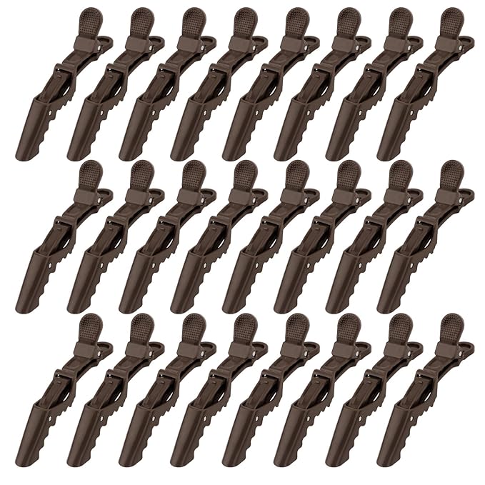 24 Pack Alligator Hair Clips, Professional Clips for Hair Sectioning, Hair Styling Accessories for Women Men Girls Teens，Dark Brown