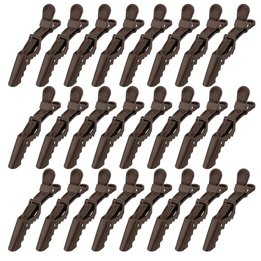 24 Pack Alligator Hair Clips, Professional Clips for Hair Sectioning, Hair Styling Accessories for Women Men Girls Teens，Dark Brown
