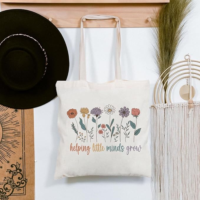 Kimoli Teacher Appreciation Gifts School Canvas Tote Bags Aesthetic Travel Beach Bag Summer Reusable Grocery Shopping Bag