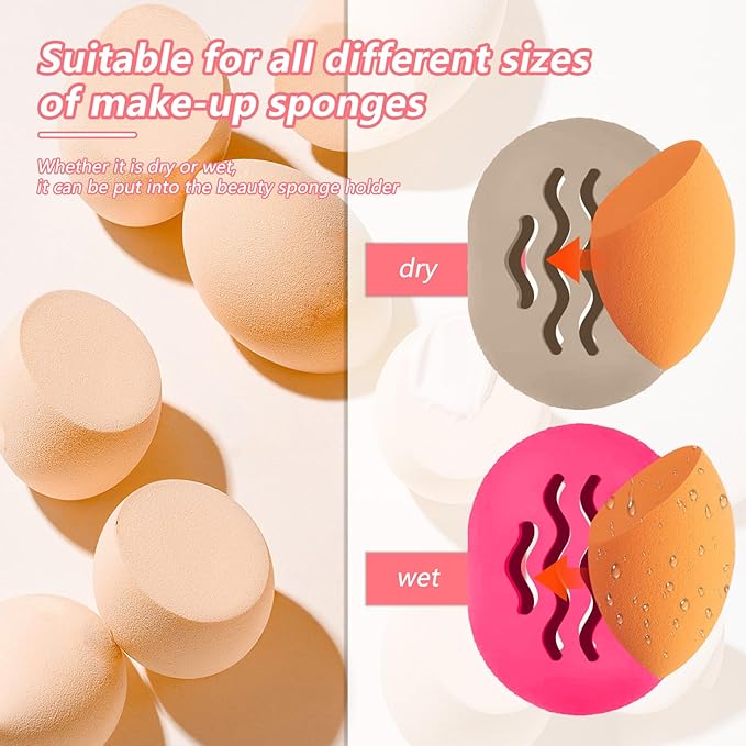 2PCS TIKIUKI Makeup Sponge Holder Beauty Blender Bolder Makeup Sponge Case Breathable Make Up Sponge Case Essentials Suitable for Business or Travel（Rose+Khaki）