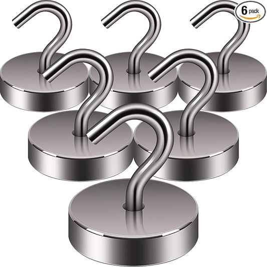 Neosmuk Magnetic Hooks, Cruise Ship Essentials, 80lb+ Heavy Duty Magnetic Hooks for Cruise Cabins, Refrigerator, Grill, Hanging, and Travel | Extra Strong Must-Have Magnet Hooks, Grey