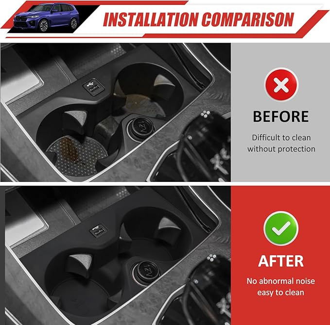 Cup Holder Coaster Fit for 2019-2023 BMW X5 Accessories Cup Holder Mat Pad Inserts Interior CupHolder Liner for 2023 BMW X5(for BMW X5)