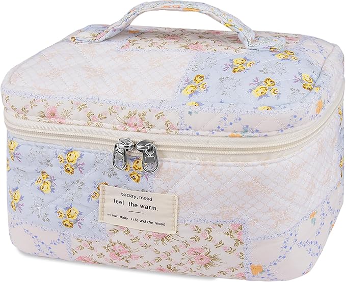 Large Makeup Bag, Cute Cosmetic Bag for Women Girls, Floral Coquette Aesthetic Toiletry Bag, Travel Make Up Organizer Bag (Ethnic style)