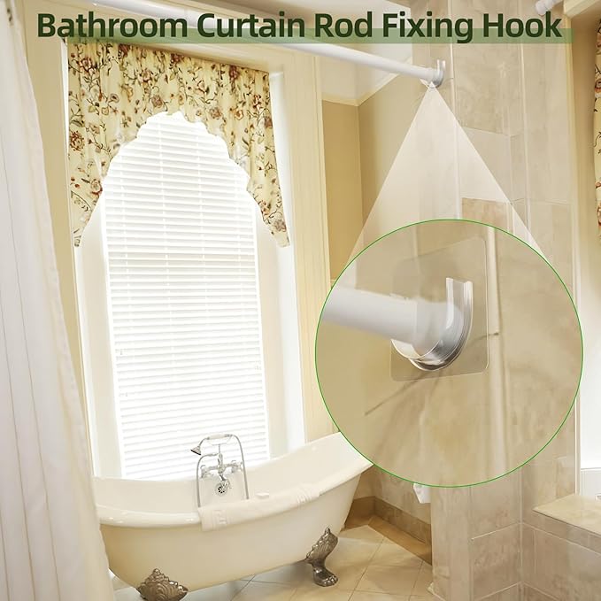 4 Pack Shower Curtain Rod Holder for Wall, Waterproof Shower Rod Holder with Strong Adhesive, Tension Curtain Rod Bracket No Drilling,Transparent(Rod Not Included)