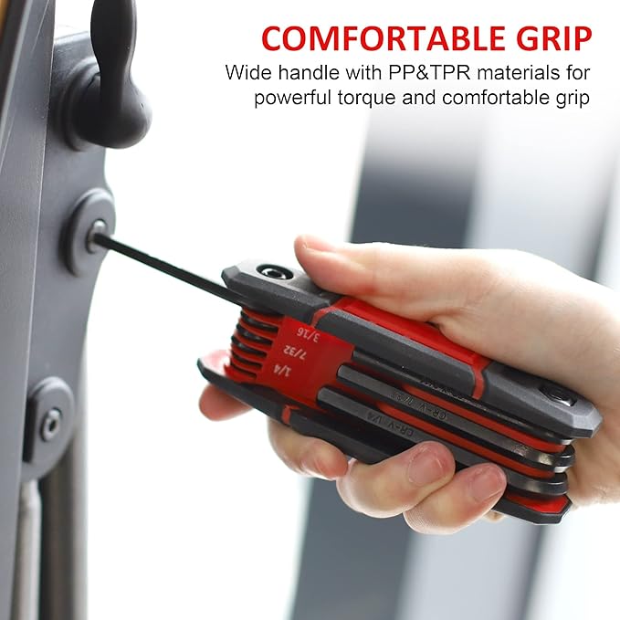 Topline 25-Piece Folding Allen Wrench Set, SAE, Metric, Torx Hex Key Set Included, 3 Pack Portable Allen Key Set for Basic Home Repair and General Applications