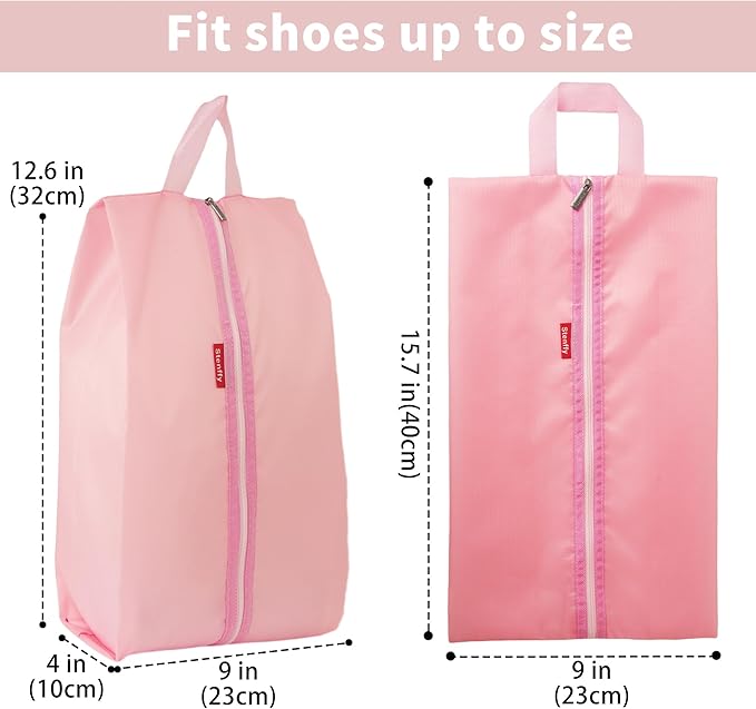 6pcs Portable Shoe Organizer, Travel Pouches with Zipper, Golf Shoe Bags, Clothes Bags, Soccer Cleats Bag Shoe Pouch for Gym, Waterproof, Odor-Resistant (Pink)