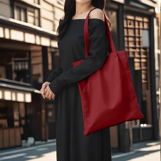 1 Pack Available Premium Canvas Reusable Tote Gift Bags,Made of Natural Canvas with Handle,Work,DIY,Shopping(Red)