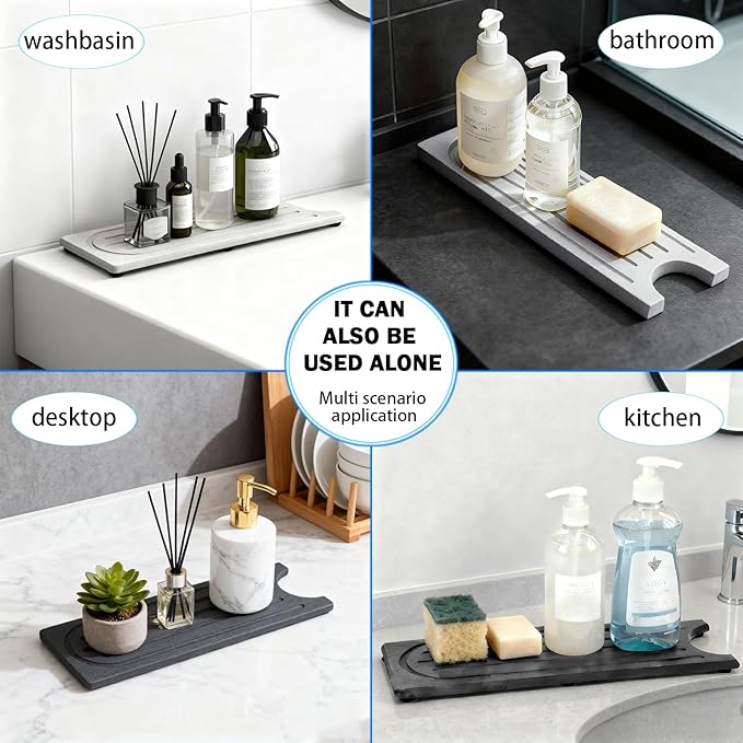Stone Faucet Mat for Kitchen Sink, Water Absorbing Sink Water Splash Guard, Fast-Drying Kitchen Sink Faucet Mat, Durable Protector and Stone Drying Mat for Kitchen Counter & Bathroom Sink