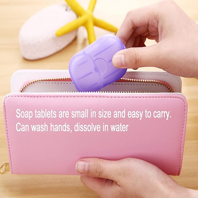 XXYXXY 12 Boxes (240 Sheets) Portable Disposable Travel Hand Soap Sheet Paper Hand Wash Bath Paper Soap Sheet (Random Color)