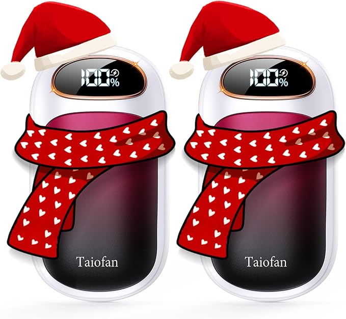 Rechargeable Hand Warmer 2 Pack, LED Display & 4 Levels, Ultrathin Electric Hand Warmers Portable USB Pocket Heater Fits Gloves for Hunting Essentials, Camping, Raynauds, Gifts for Christmas