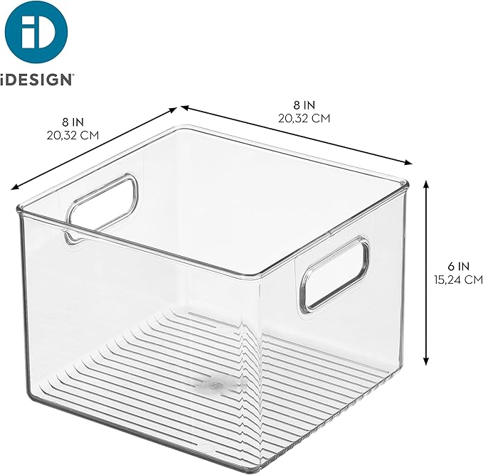 iDesign Clear Plastic Storage Bins for Kitchen - Pantry and Fridge Storage for Cabinets and Shelves, 4-Pack