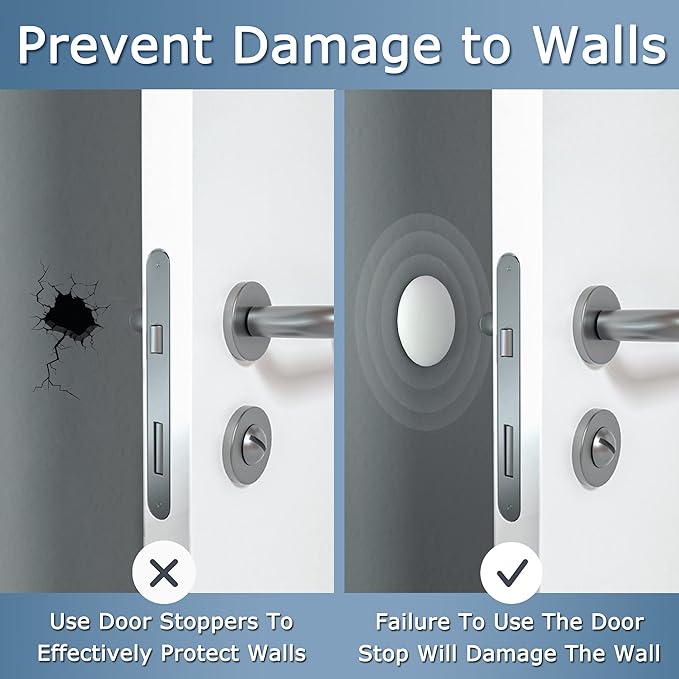 XoYoZo Door Stoppers Wall Protector Buffer Guard Doorknob Door Handle Bumper Self Adhesive Silencer Soft Rubber Crash Pad for Home Office