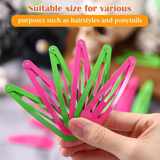 WILLBOND 30 Pieces 3.1 Inch Large Metal Snap Hair Clips Nonslip Barrettes Women Hair Accessories (Pink and Green)