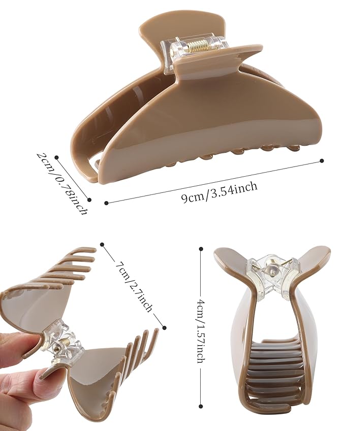 4Pcs Large Acrylic Clips - Big Non-Slip Banana Barrettes for Thick Hair, Strong Hold Jaw Clips for Women Girls