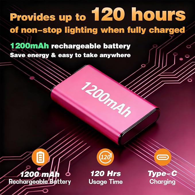 VAVOFO Rechargeable Book Light Rotatable：24 LEDs Reading Light, 3-Color & 9-Brightness Book Lamp, Eye Cared 120Hrs Runtime Lightweight Clip on Led Light for Book Lovers (Rose)