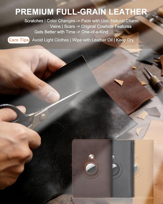 Leather Passport Holder for Travel Women Man, Button Closure Passport Wallet with Airtag Slot, Passport Cover for a Passport Book, Travel Essential & Gift
