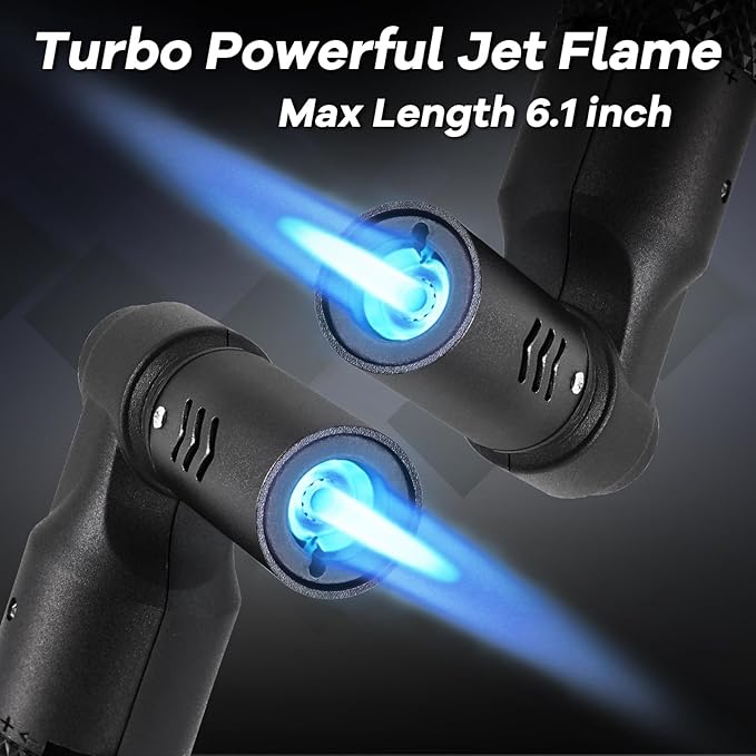 Luxgaze Butane Torch Kitchen Torch Lighter Refillable Big Jet Flame Mini Blow Torch Portable Crème Brulee Torch for Camping Grill Culinary Soldering Cooking Welding BBQ(Gas not Included) Black