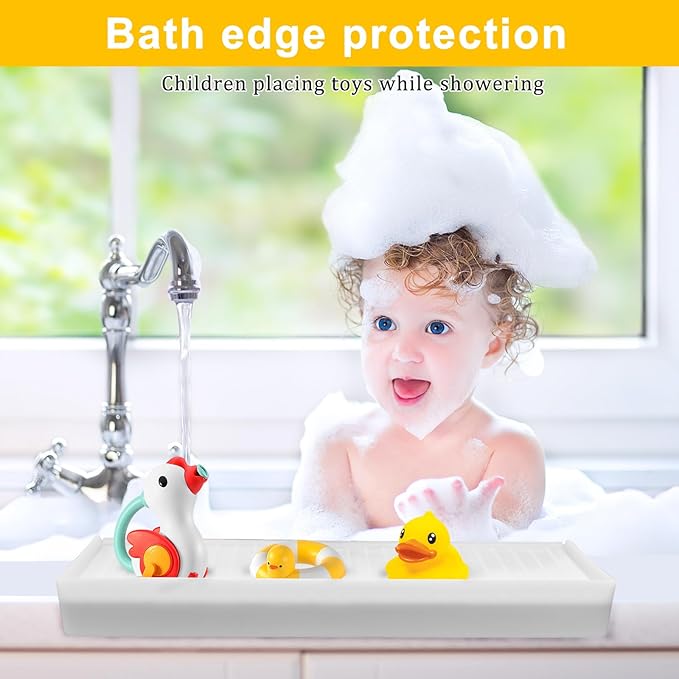 Silicone Edge Protectors - Multifunction Sink Accessories, Splash Guard & Draining Mat for Kitchen, Bathroom Sink, Steel, Granite, Quartz Countertops(Transparent)