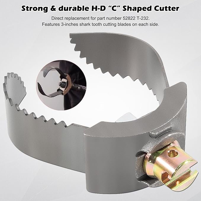 52822 T-232 3" Heavy-Duty C Cutter Cable Coupling Drain Cleaning Tool Fits for 3/8” & 5/8” Drum Including C-4 C-6 C-7 C-9 and All IW Cables, Compatible with K-400 K-3800 K-50 Ridgid Drum Machines