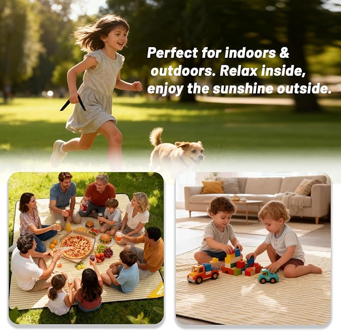 Extra Large Picnic Blanket Waterproof 80"x80" – Outdoor Blanket for Beach, Grass, Park, Lawn, Camping, Sandproof & Foldable, Wedding Registry Gift, Portable Mat for Family Picnics