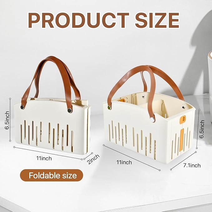 Shower Caddy Collapsible Portable Caddy Organizer with Handle Plastic Tote Bin for Bathroom Kitchen Cleaning College Dorm Room Essentials Travel Shower Storage Baskets for Beach Gym Camping