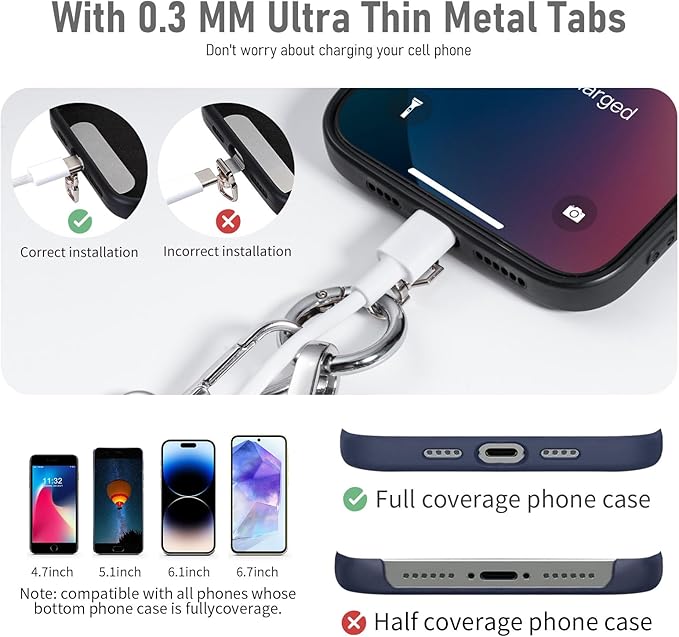 Clip and Go Strap for Phone with Wallet Crossbody Phone Lanyard and Detachable Checkered Bag with ID Window and RFID Pouch for Daily Travel.
