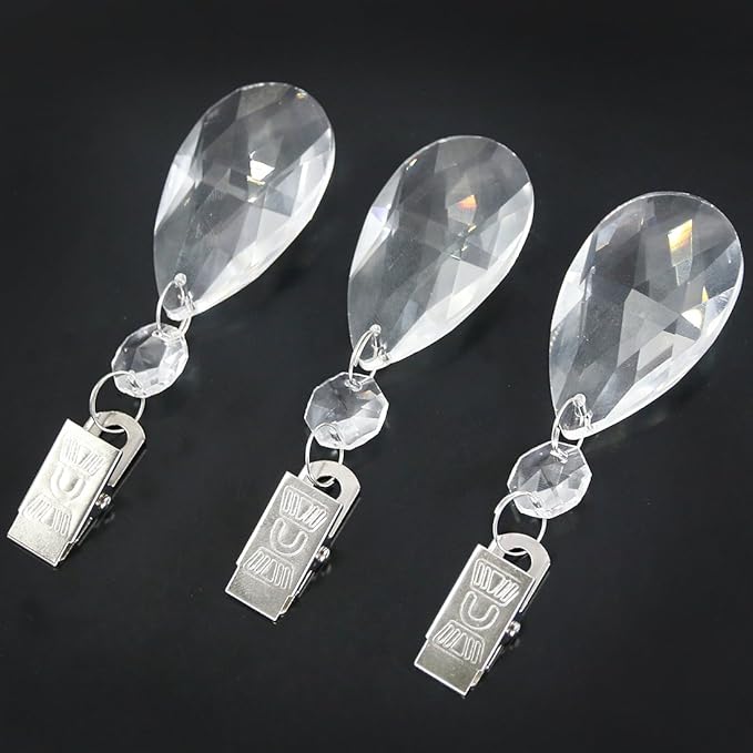Swpeet Crystal Tablecloth Weights (10 Pcs) with Metal Clip Kit, Square Glass, Windproof, for Outdoor Picnic, Heavy Tablecloth Weights, All-Season, Modern Style