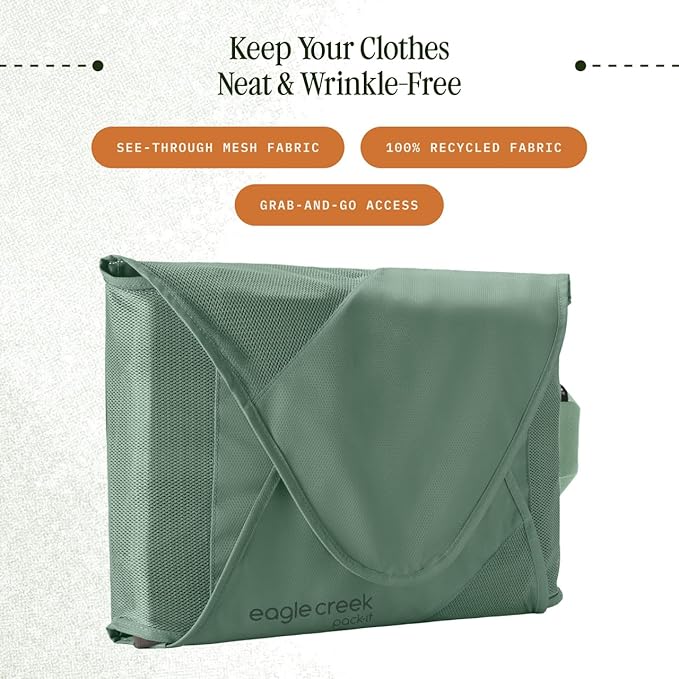 Eagle Creek Pack-It Reveal Garment Folder - Compression Wings - Maximize Luggage Space - Convenient Top Handle - Quick Drying Material - Large - Willow Green