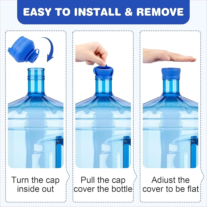 5 Gallon Water Jug Cap,Silicone Reusable Replacement Cap, Non Spill Bottle Caps for 55mm Bottle Water Dispenser Caps